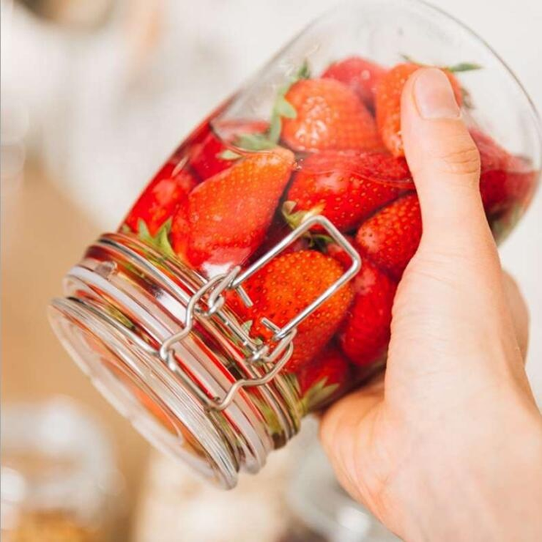 Eco friendly sauce bottles glass clear coffee bean glass bottle with lock lock caps