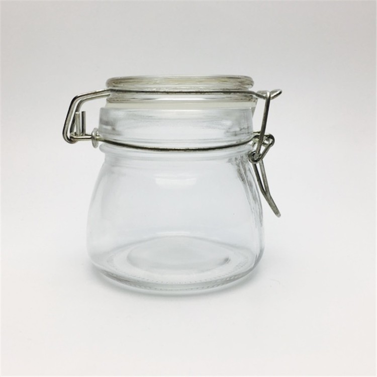 Eco friendly sauce bottles glass clear coffee bean glass bottle with lock lock caps