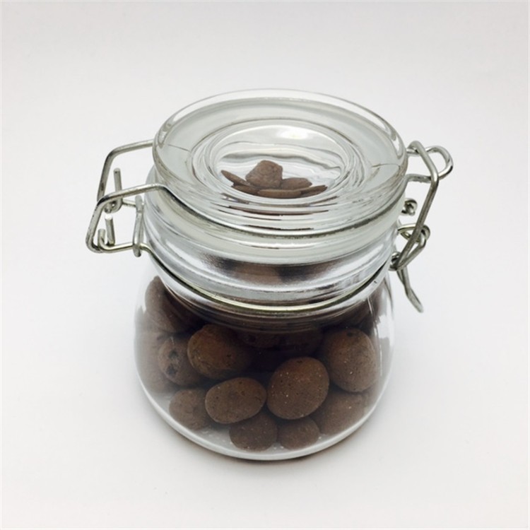 Eco friendly sauce bottles glass clear coffee bean glass bottle with lock lock caps