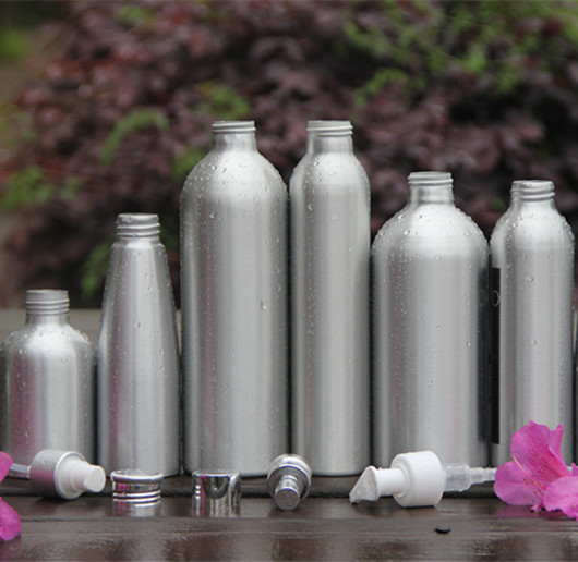 Eco friendly trigger metal empty aluminum cosmetic shampoo screw top cap spray bottle