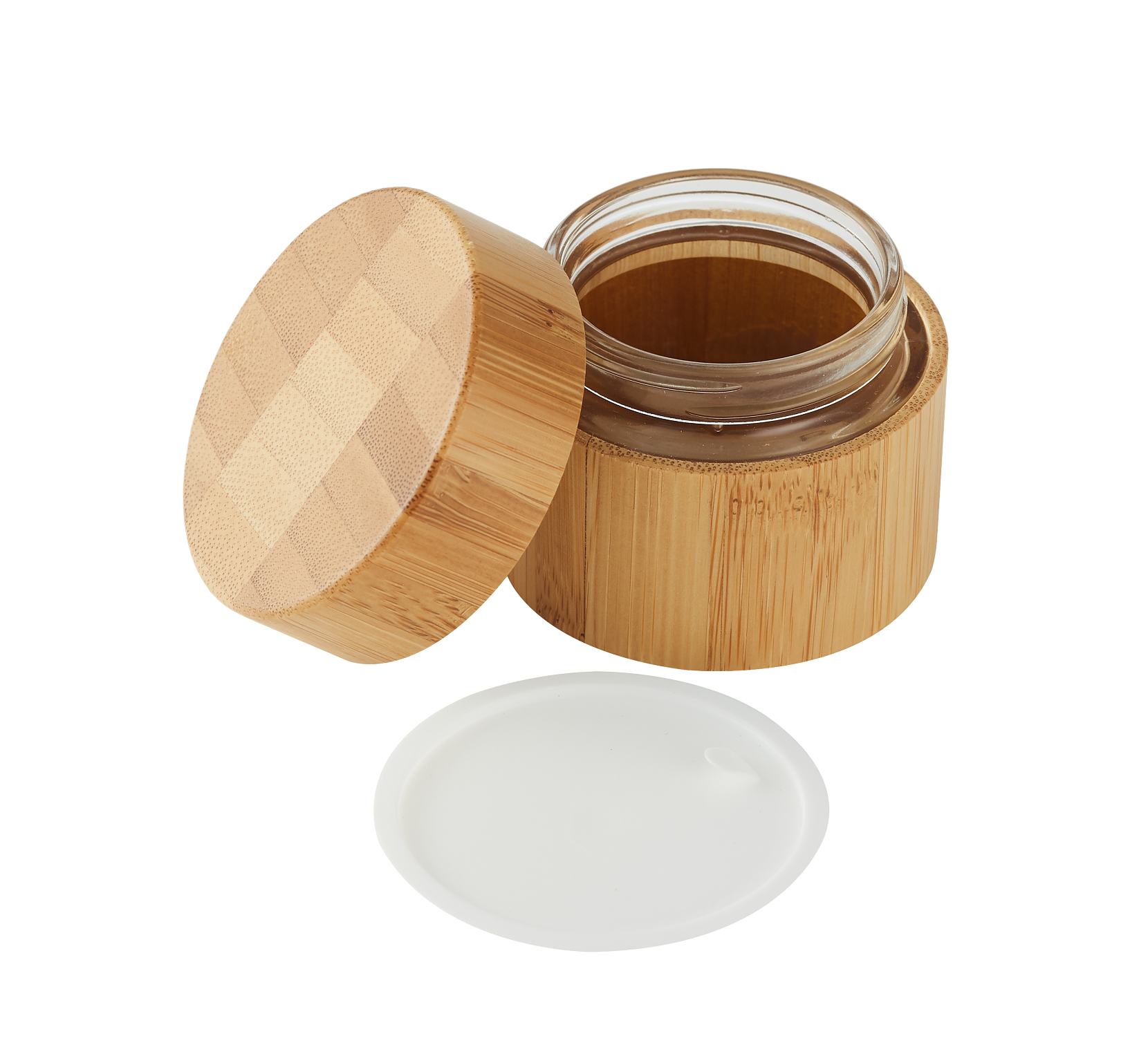 Eco-friendly whole natural bamboo glass cream jar cosmetic container 15g 30g 50g 100g 150g 200g