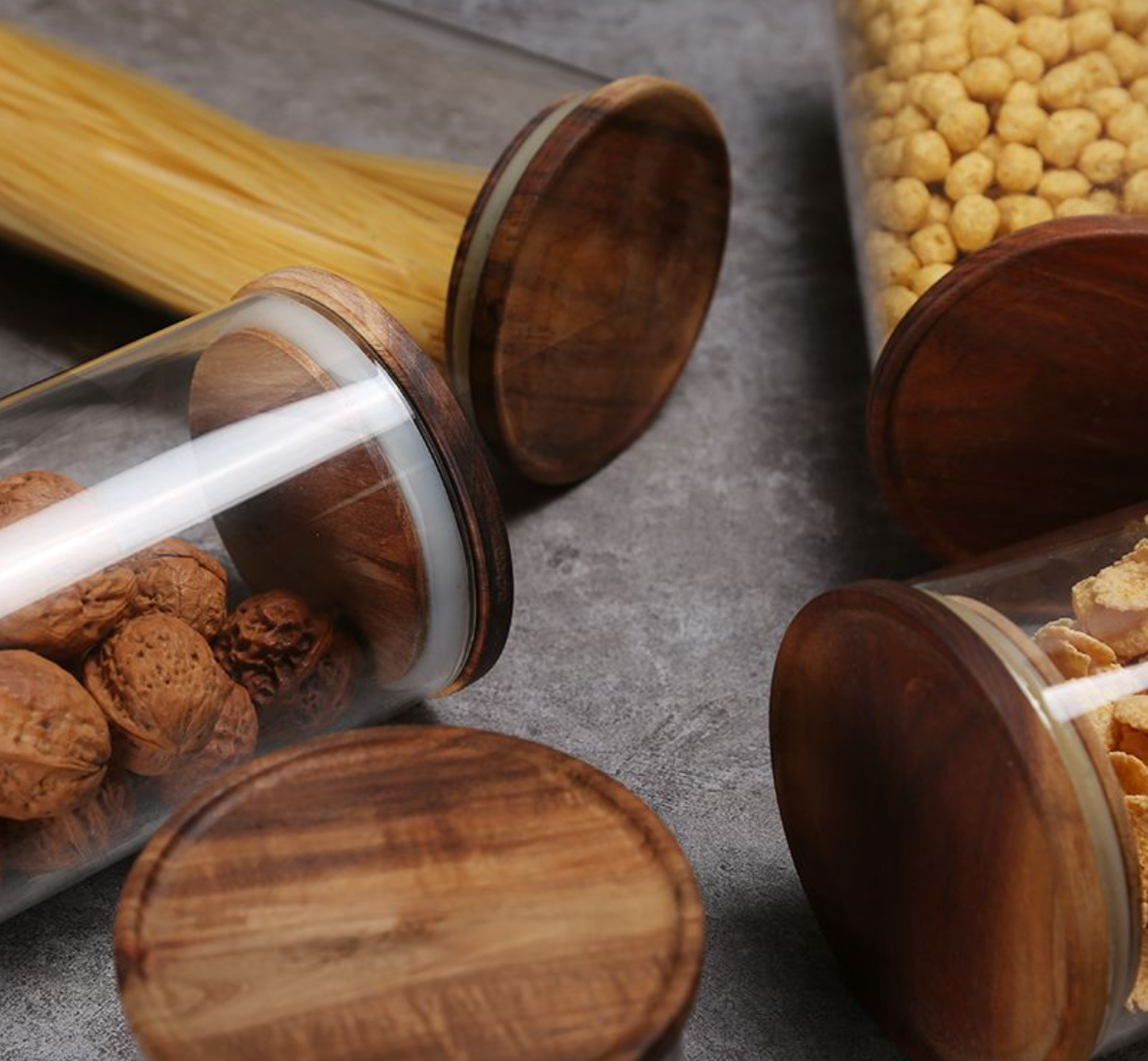 Eco friendly wholesale glass jars with wood lid