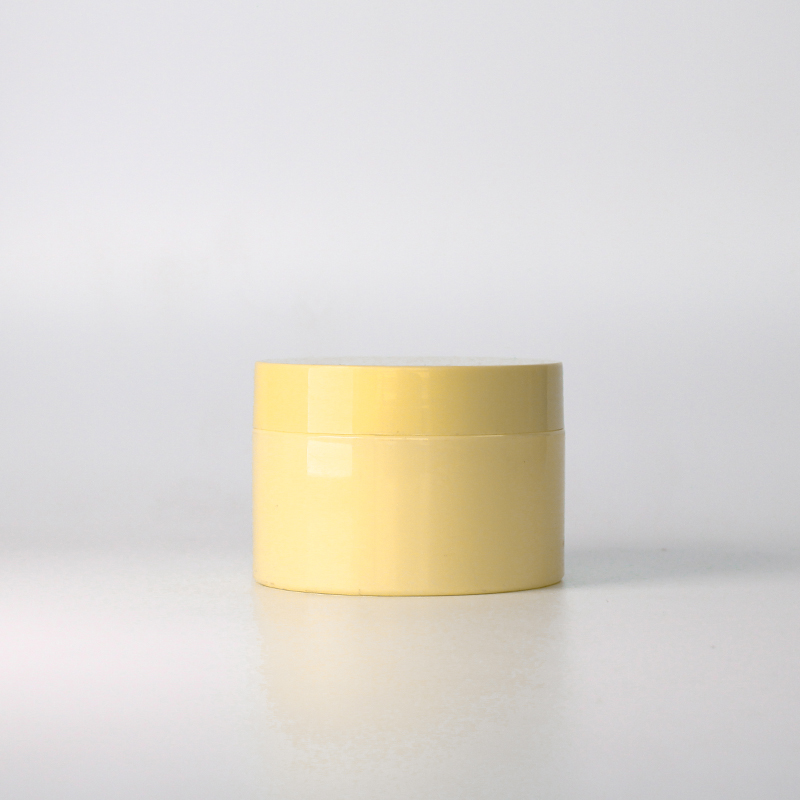 Eco friendly yellow body scrub round plastic cream jar custom jar for coametics pastel jars