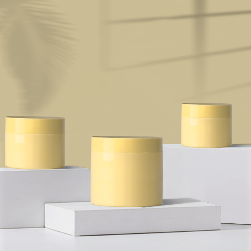 Eco friendly yellow cosmetic cream balm jar emty jars for creams jar plastic cream