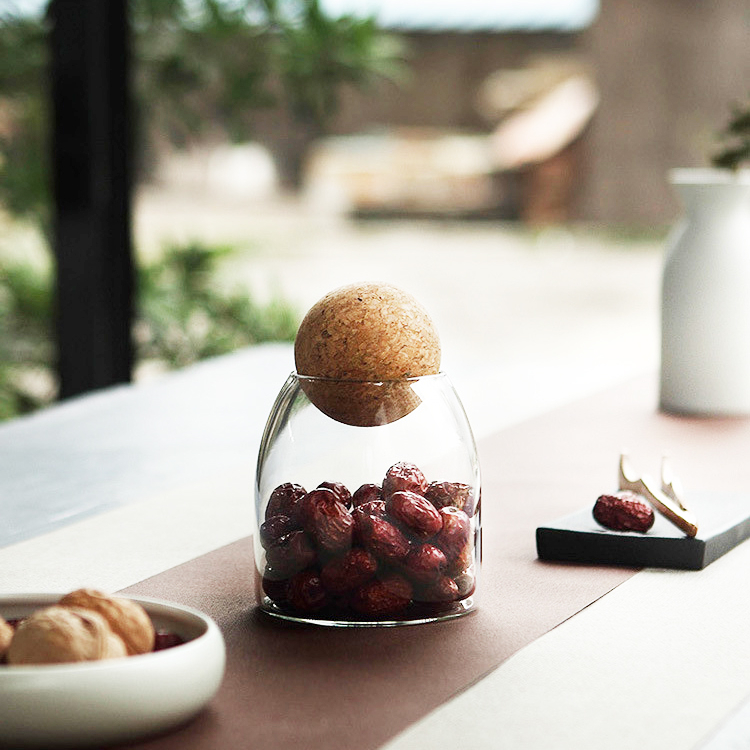 Economy Clear Candy Jars Food Storage Canister Sugar Glass Jar with Airtight Seal Wood Lid Ball