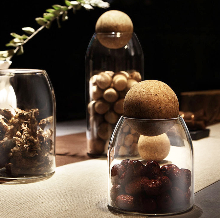 Economy Clear Candy Jars Food Storage Canister Sugar Glass Jar with Airtight Seal Wood Lid Ball