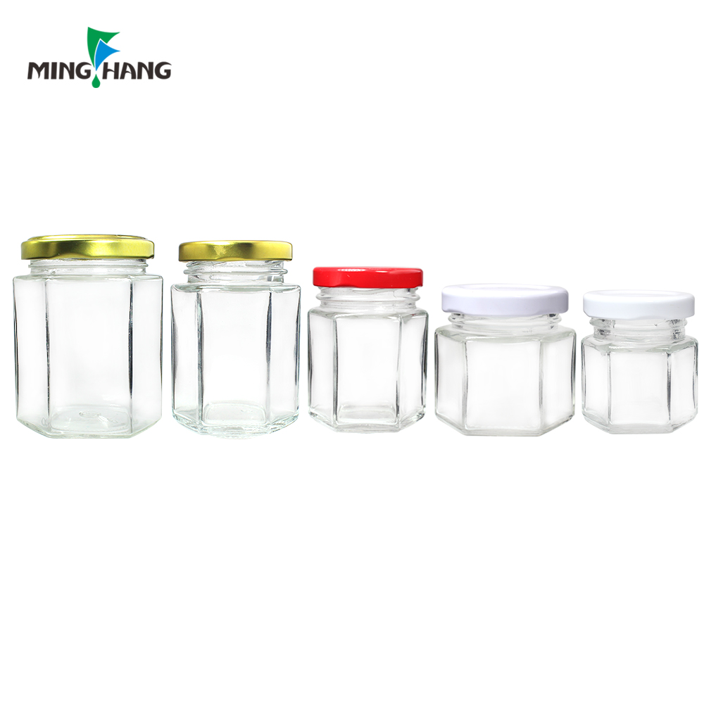 Economy Hexagonal Glass Storage Honey Jar Jam Jars 250g 500 ml mini luxury bear honey jar packaging