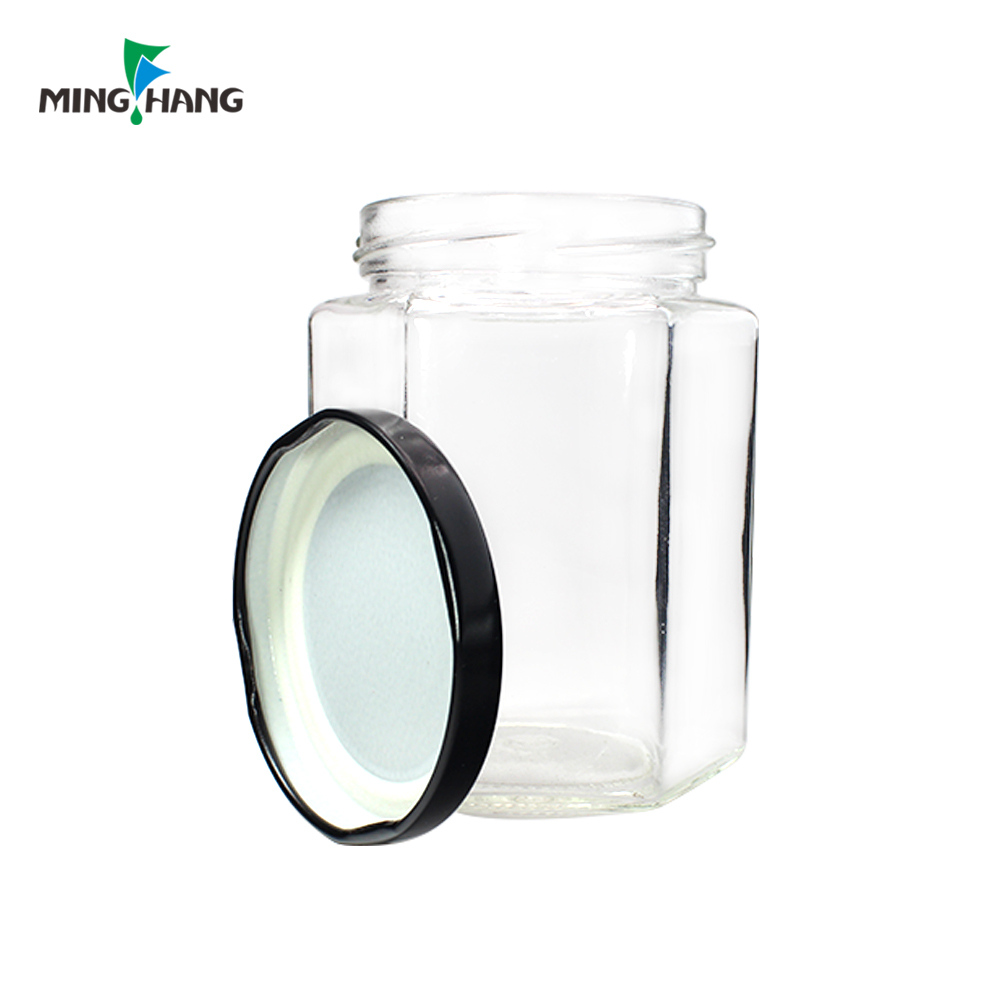 Economy Hexagonal Glass Storage Honey Jar Jam Jars 250g 500 ml mini luxury bear honey jar packaging