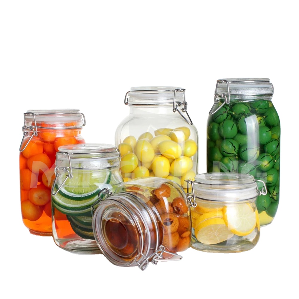 Economy Wholesale 150ml 8oz 16oz Wide Mouth food storage mason glass jar with clip lid