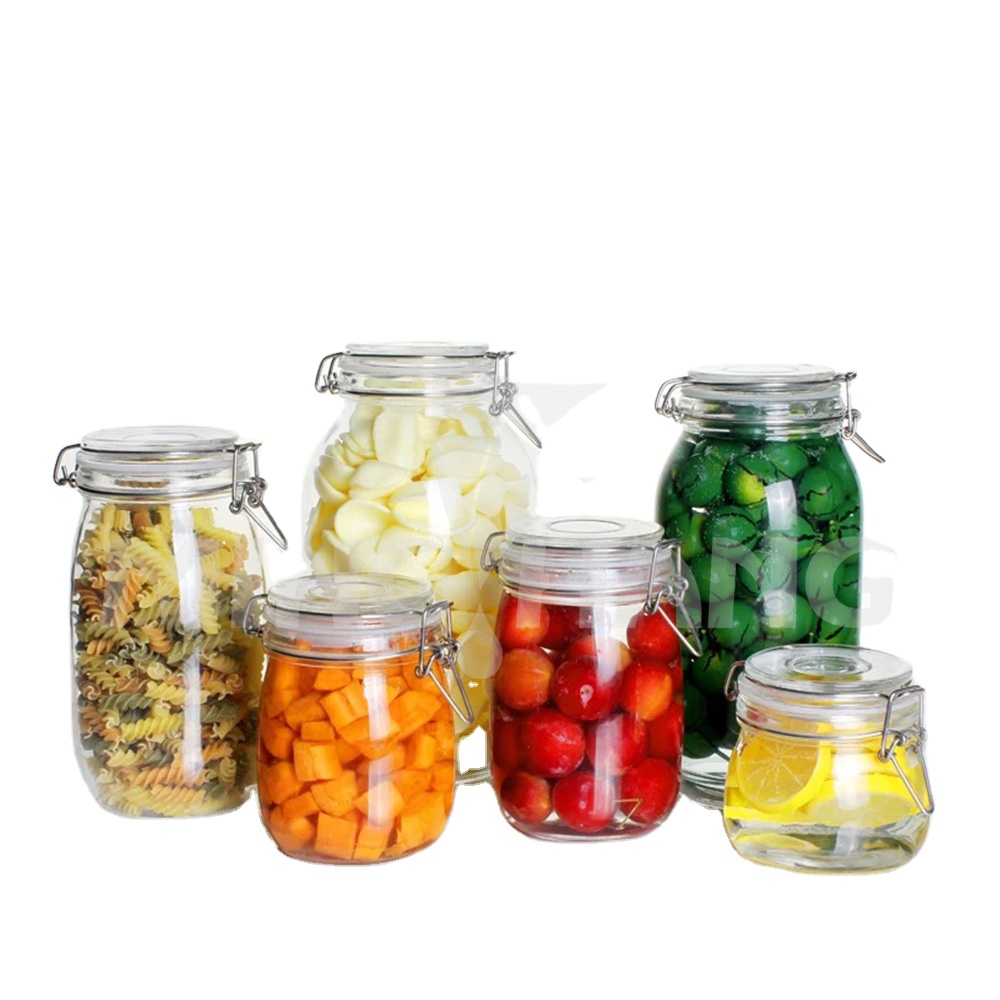 Economy Wholesale 150ml 8oz 16oz Wide Mouth food storage mason glass jar with clip lid