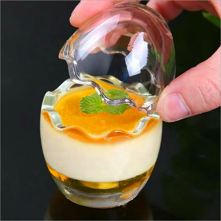 Egg shaped unique glass jelly jar pudding glass jar yogurt jars