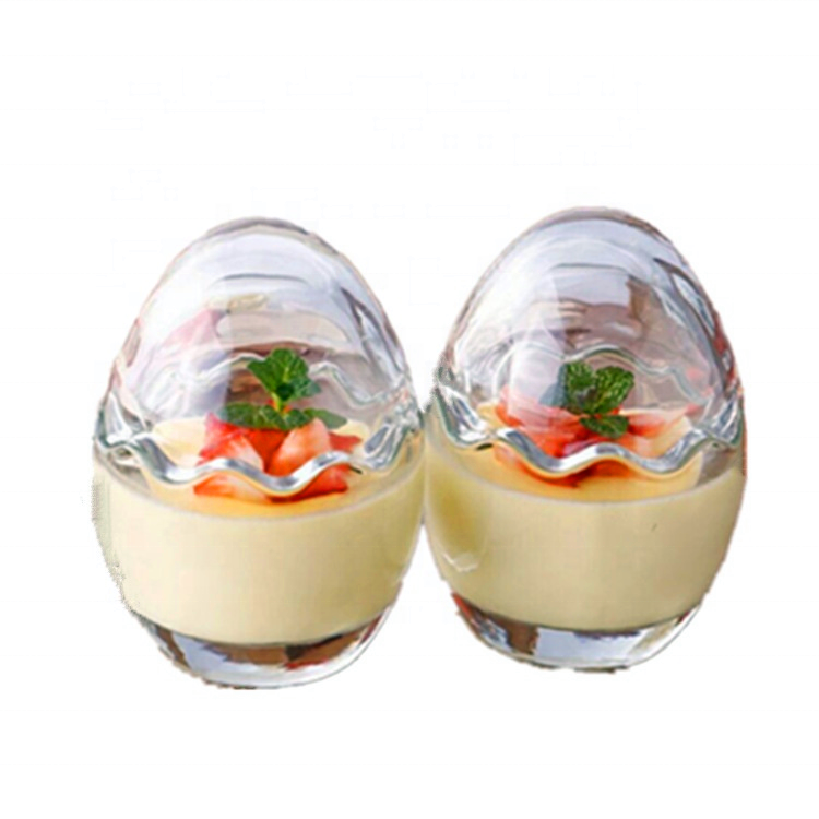 Egg shaped unique glass jelly jar pudding glass jar yogurt jars