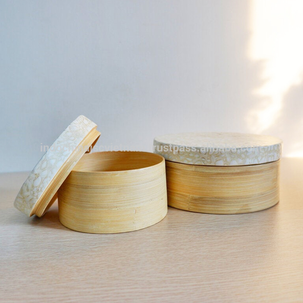 Eggshell Pattern Bamboo Container jars with Lid wholesale made in Vietnam