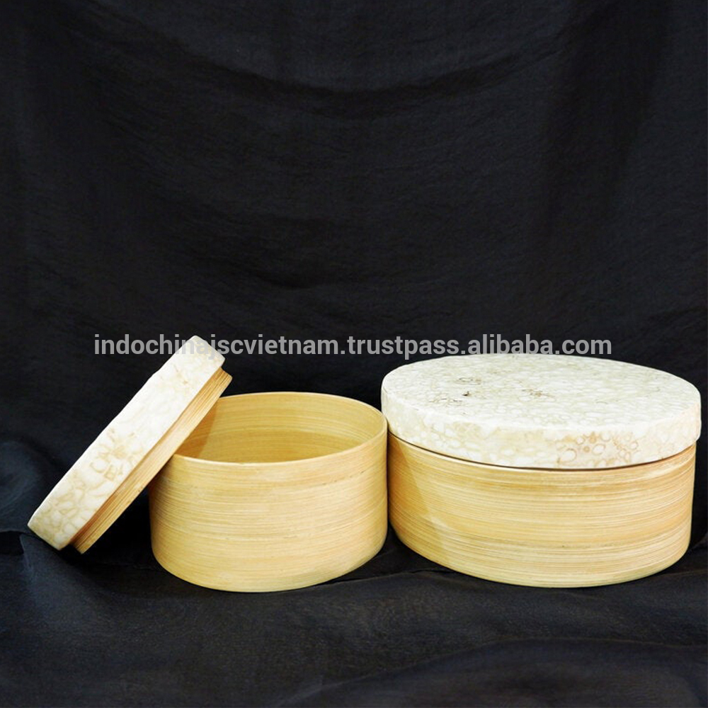 Eggshell Pattern Bamboo Container jars with Lid wholesale made in Vietnam
