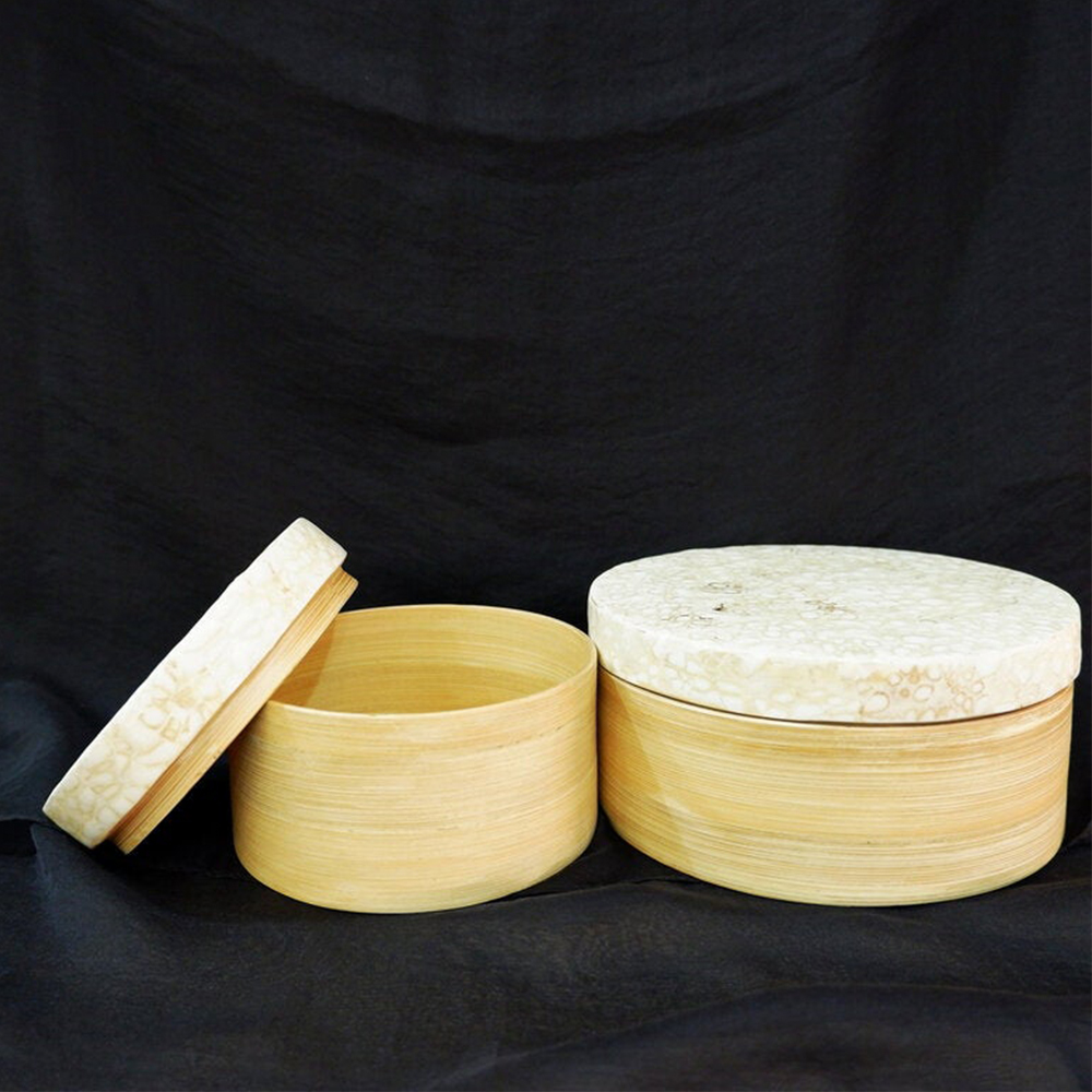 Eggshell Pattern Bamboo Container jars with Lid wholesale made in Vietnam