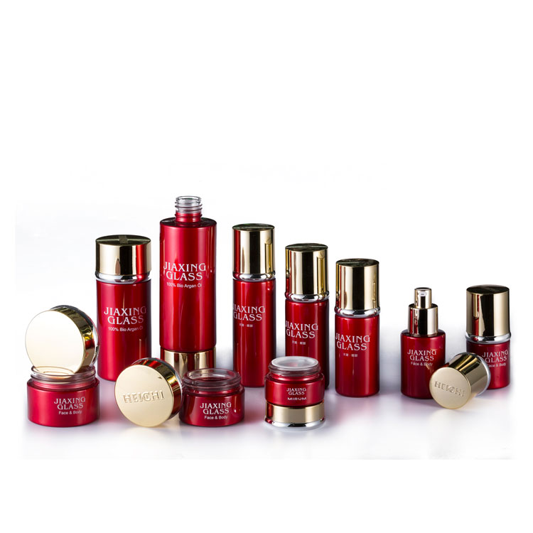 Electroplate glass cosmetic packaging 20g aluminium cream jar lotion pump bottle