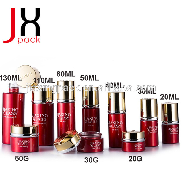 Electroplate glass cosmetic packaging 20g aluminium cream jar lotion pump bottle