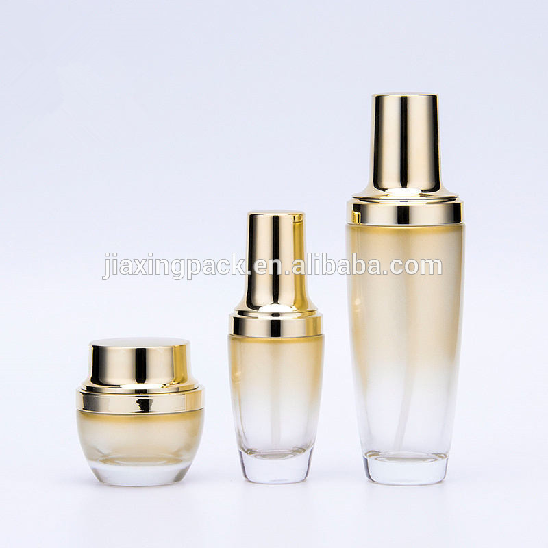 Electroplate glass cosmetic packaging 20g aluminium cream jar lotion pump bottle
