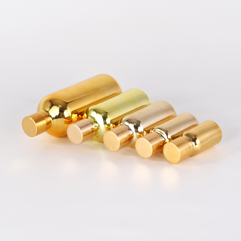 Electroplate gold round 30 ml cosmetic glass dropper bottle serum