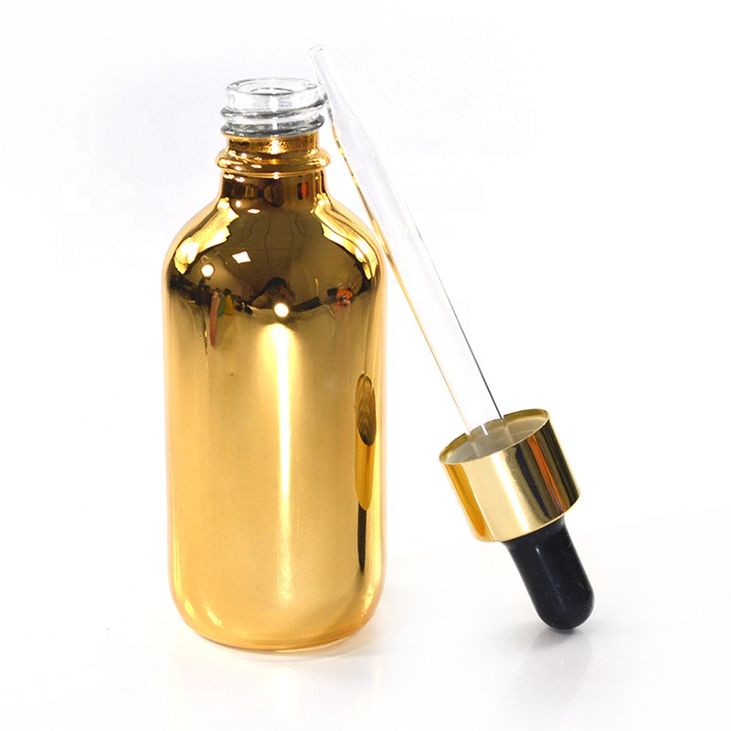 Electroplated 10ml 15ml 30ml 60ml 120ml gold glass dropper bottle for essential oil