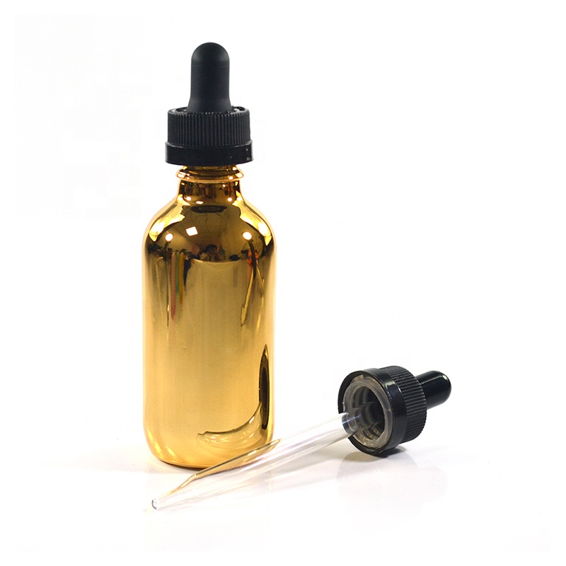 Electroplated 10ml 15ml 30ml 60ml 120ml gold glass dropper bottle for essential oil