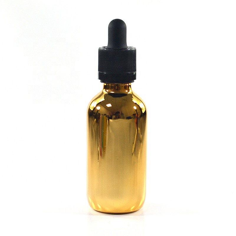 Electroplated 10ml 15ml 30ml 60ml 120ml gold glass dropper bottle for essential oil