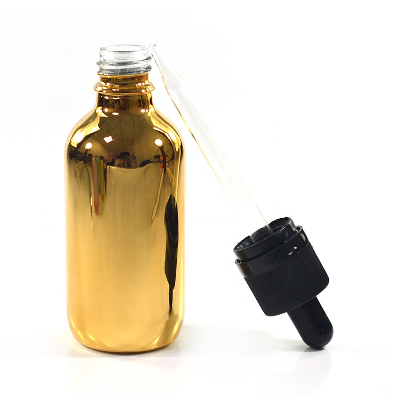 Electroplated 10ml 15ml 30ml 60ml 120ml gold glass dropper bottle for essential oil