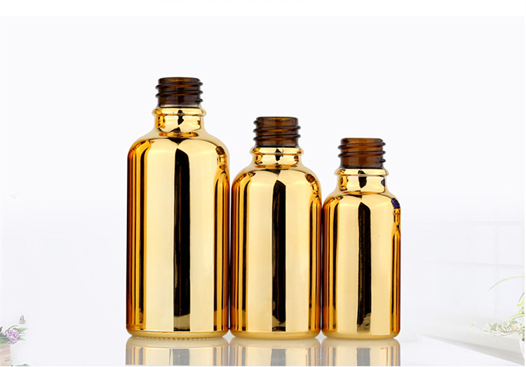 Electroplated Gold Essential Oil Bottle 20ml 30ml 50ml Small Gold Bottle Cosmetics Glass Bottle