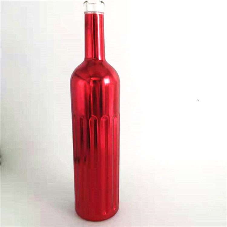 Electroplated custom fingerprint gold sliver color with cork stopper london dry gin glass bottle 500ml