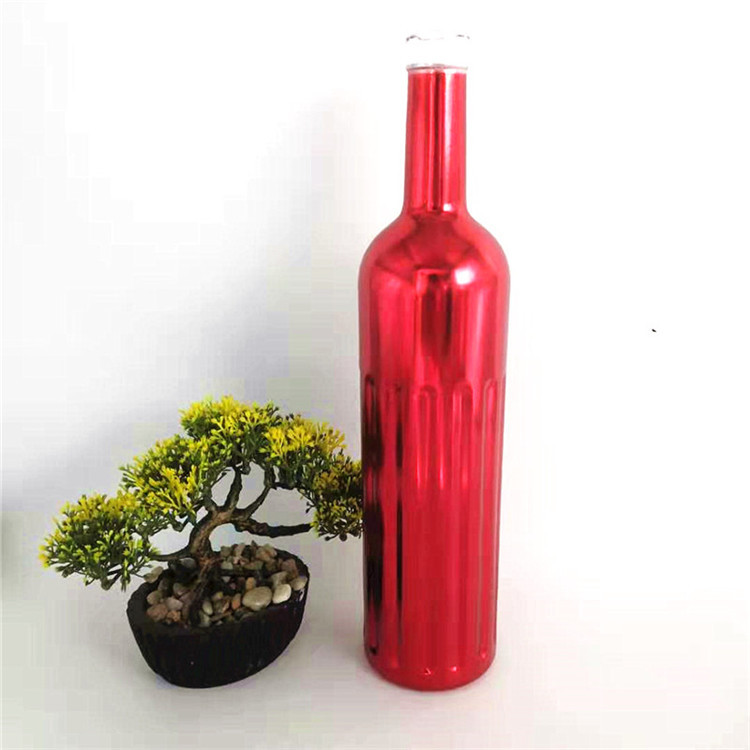 Electroplated custom fingerprint gold sliver color with cork stopper london dry gin glass bottle 500ml