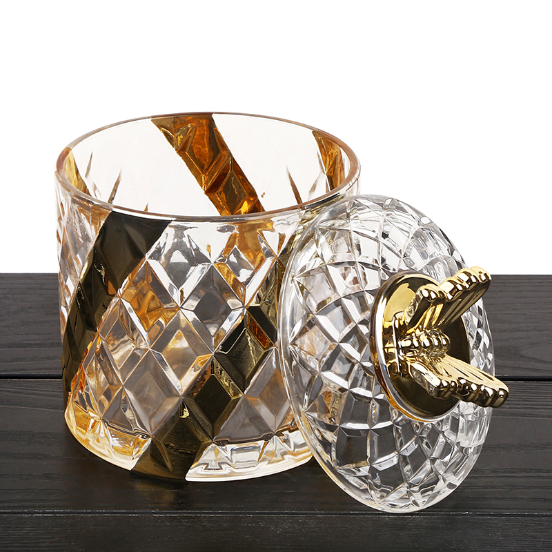 Electroplated gold butterfly European glass wedding candy storage jar with cover