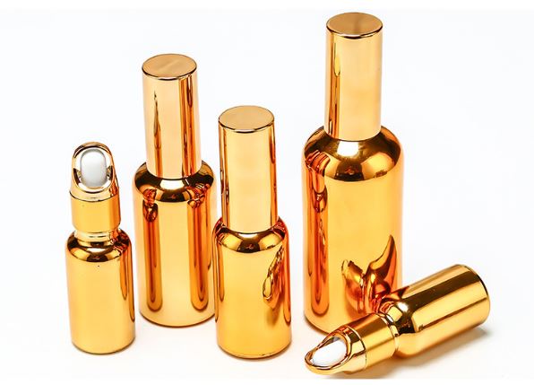 Electroplating golden essential oil bottle 50ml sub-bottomed perfume spray bottle essence lotion glass bottle