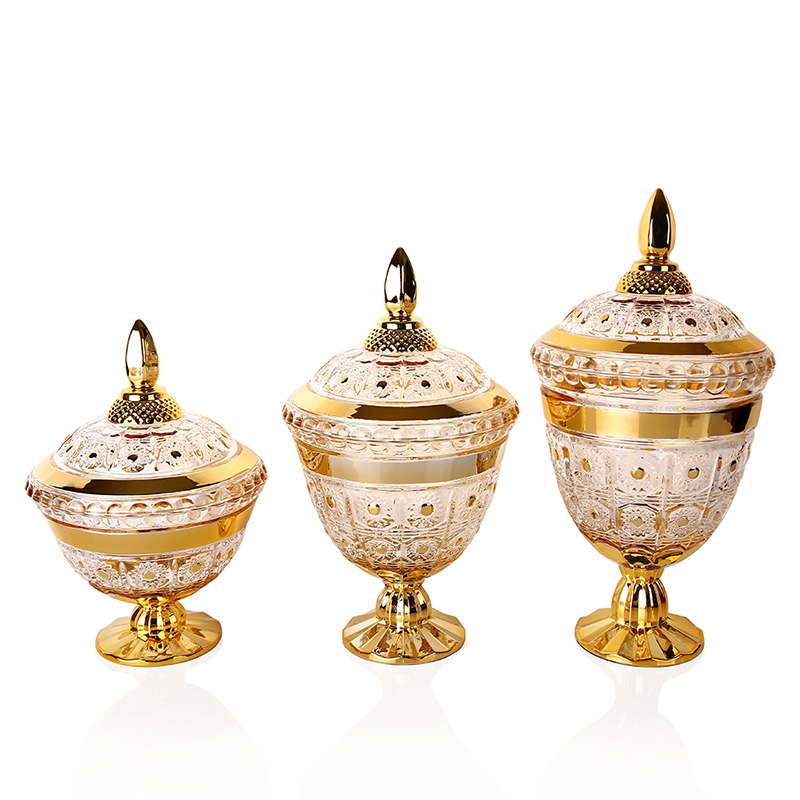 Electroplating painted European glass sugar jar candy jar snacks jar