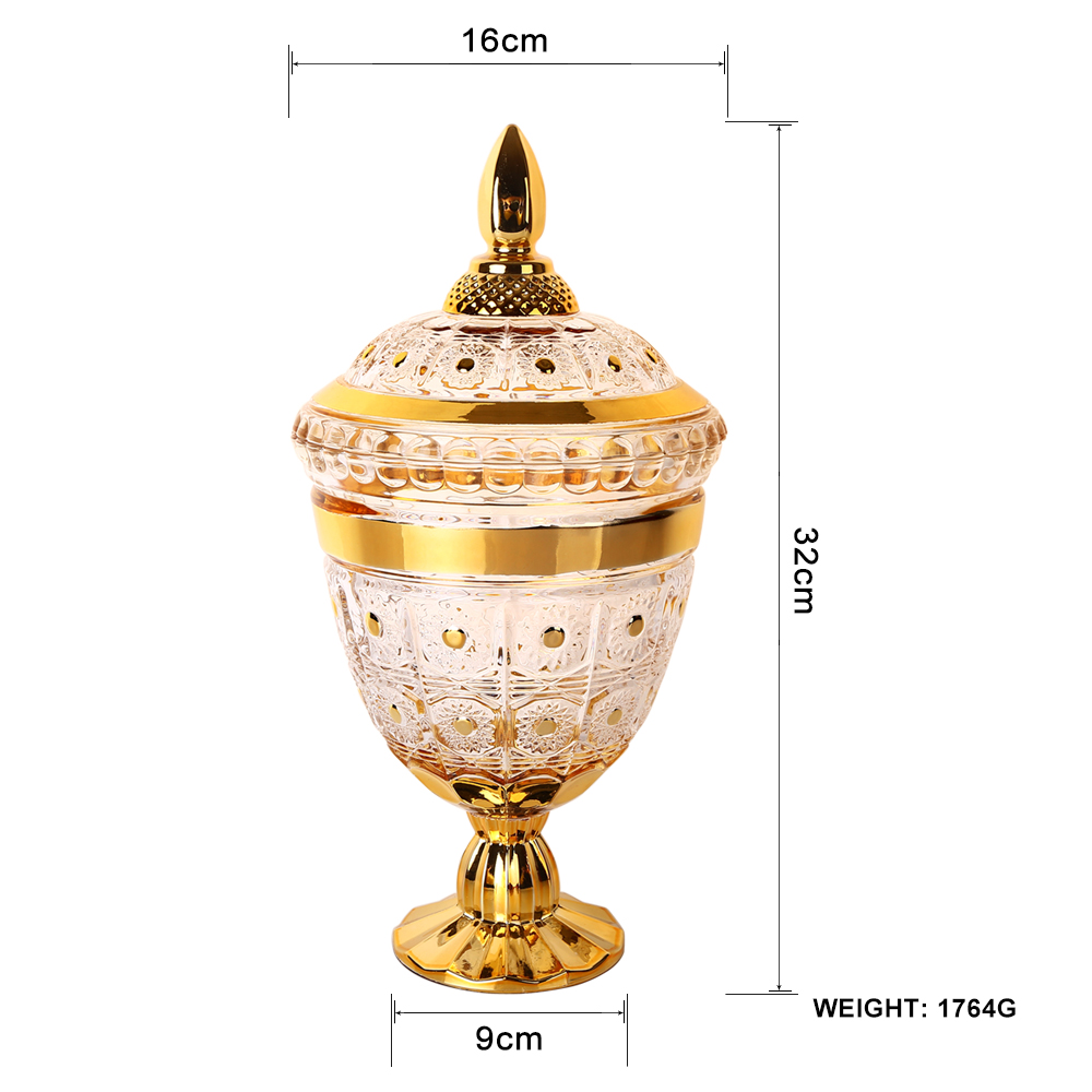 Electroplating painted European glass sugar jar candy jar snacks jar