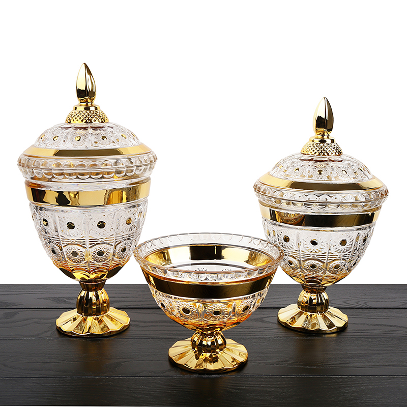 Electroplating painted European glass sugar jar candy jar snacks jar