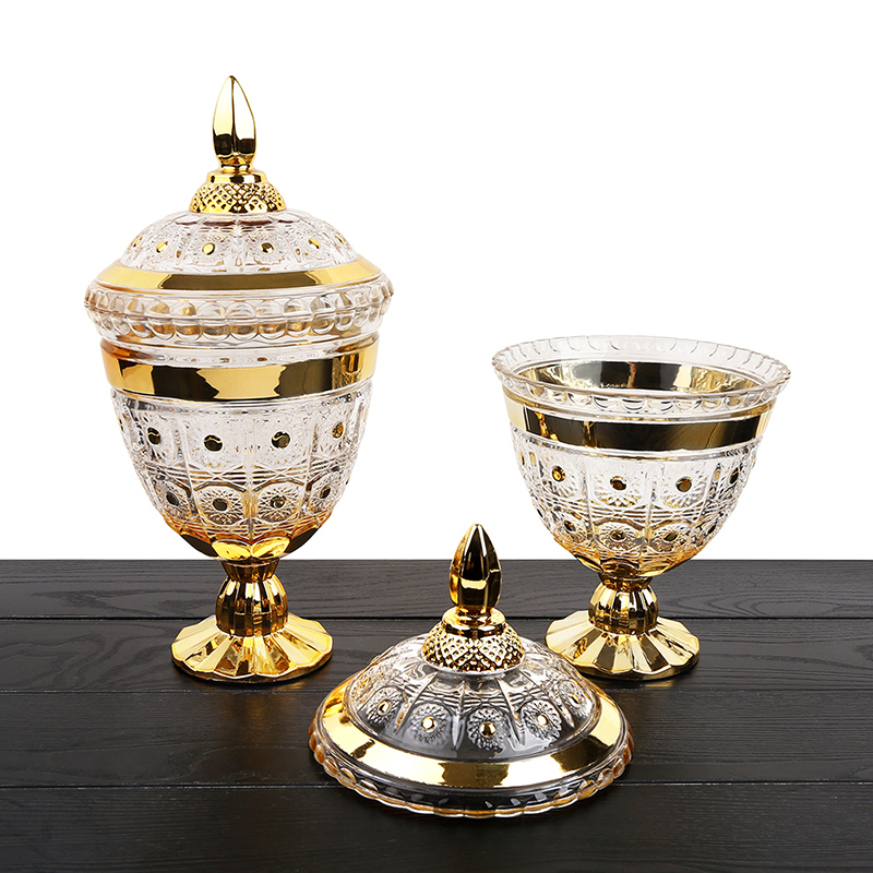 Electroplating painted European glass sugar jar candy jar snacks jar