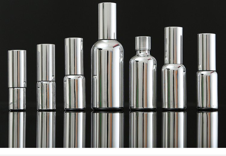 Electroplating silver essential oil glass bottle cosmetic packaging bottle glass bottle customization