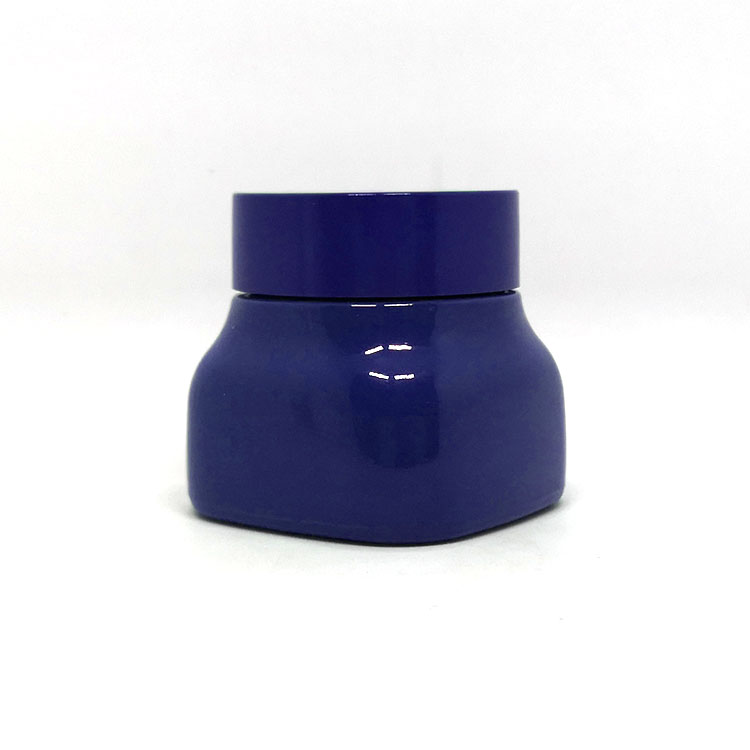 Elegant 50g porcelain packaging green square opal white cosmetic glass fancy jar for cream