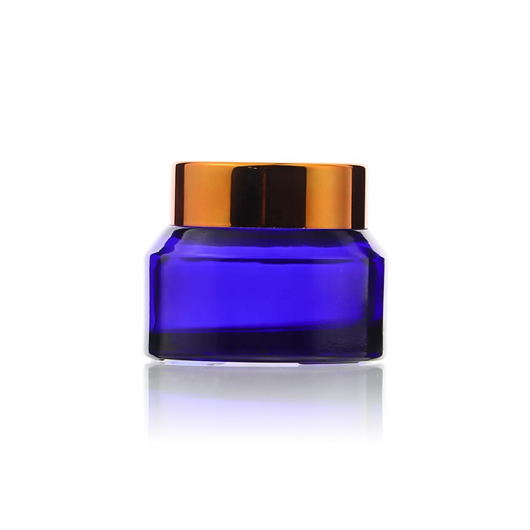 Elegant Classical Round Empty 5g 15g 30g 50g 100g Blue Crystal Glass Jar Cosmetic Packaging