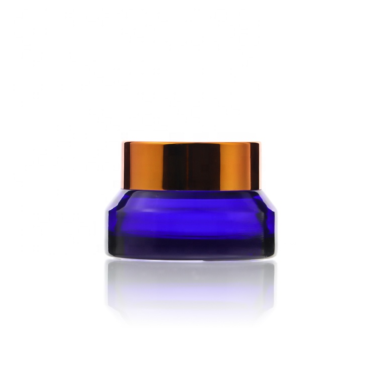 Elegant Classical Round Empty 5g 15g 30g 50g 100g Blue Crystal Glass Jar Cosmetic Packaging