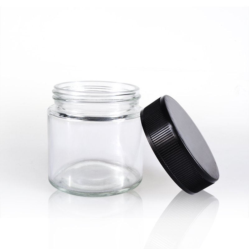 Elegant Cosmetic Container Facial  30g 50g 100g Clear glass lotion cream jar with childproof lid