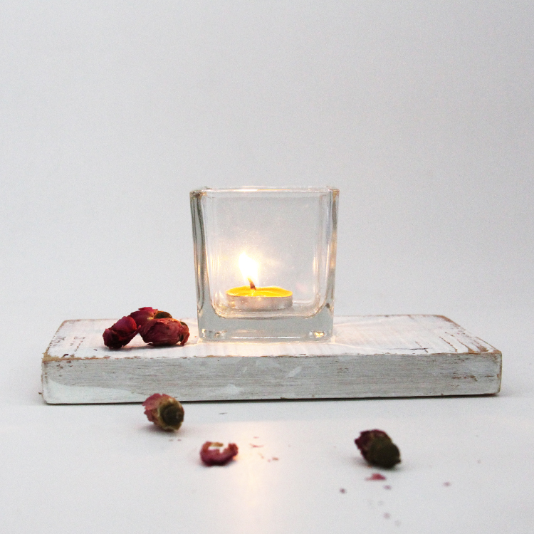 Elegant Design Popular Sale Tea Light Clear Frosted Square Glass Candle Holder