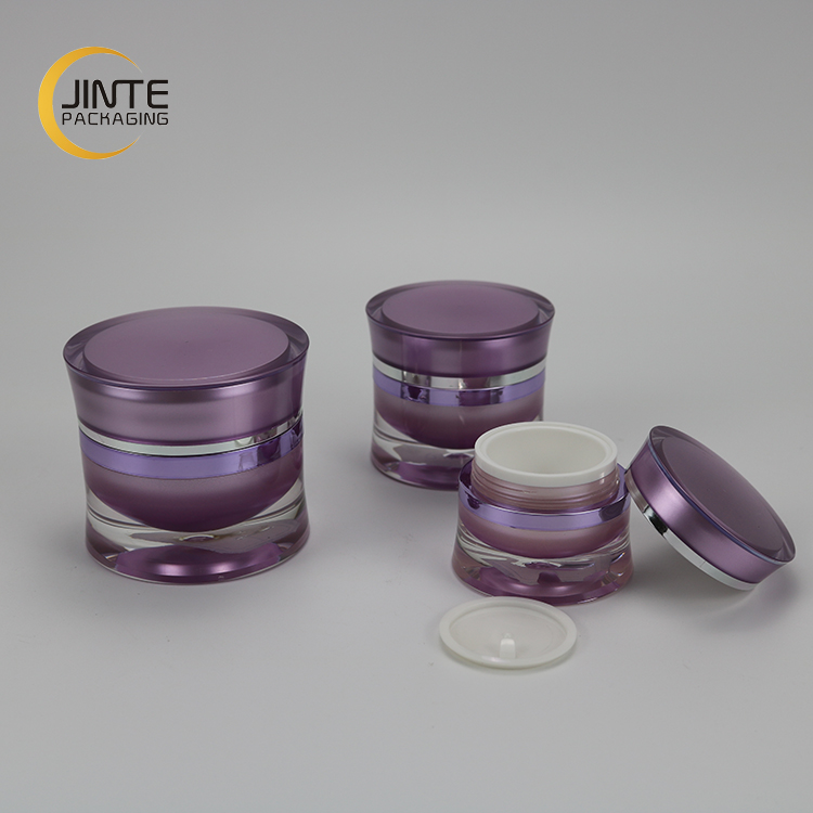 Elegant Lavender Cosmetic Jar 15ml 30ml 50ml With Narrow Waist Line