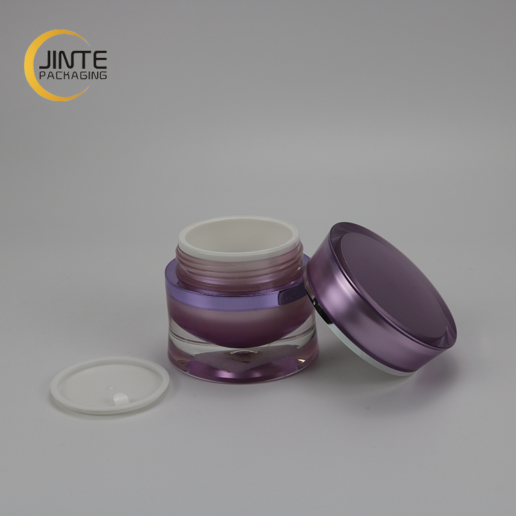 Elegant Lavender Cosmetic Jar 15ml 30ml 50ml With Narrow Waist Line