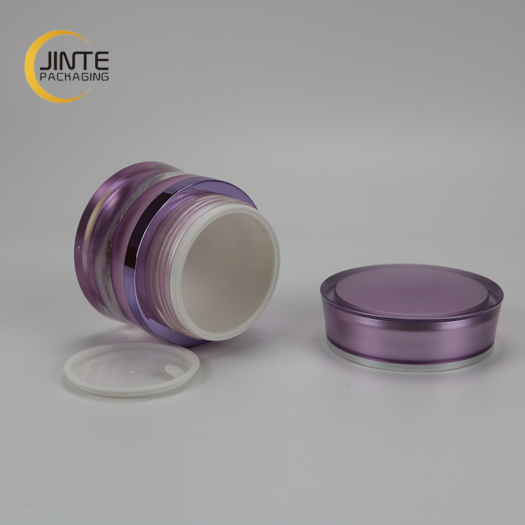 Elegant Lavender Cosmetic Jar 15ml 30ml 50ml With Narrow Waist Line