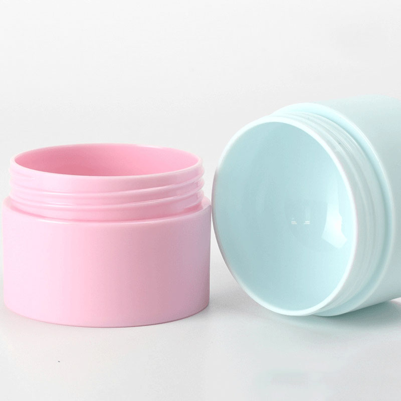 Elegant PP Cosmetic Jars Fancy Double Walled Cosmetic Containers plastic cream Jars Luxury Plastic Jars with colored lids