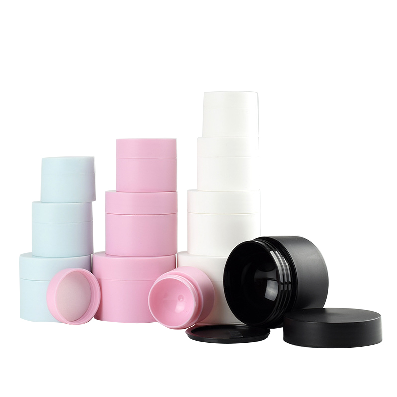 Elegant PP Cosmetic Jars Fancy Double Walled Cosmetic Containers plastic cream Jars Luxury Plastic Jars with colored lids
