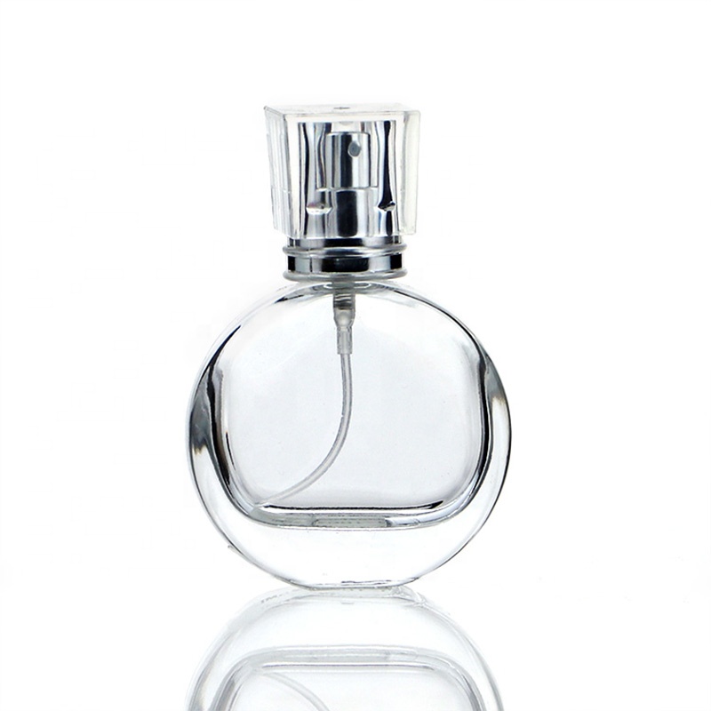 Elegant Transparent Glass Cosmetic 25ml Round Perfume Empty Bottle
