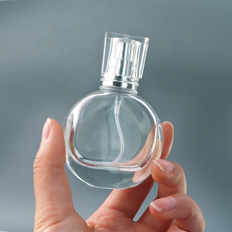 Elegant Transparent Glass Cosmetic 25ml Round Perfume Empty Bottle