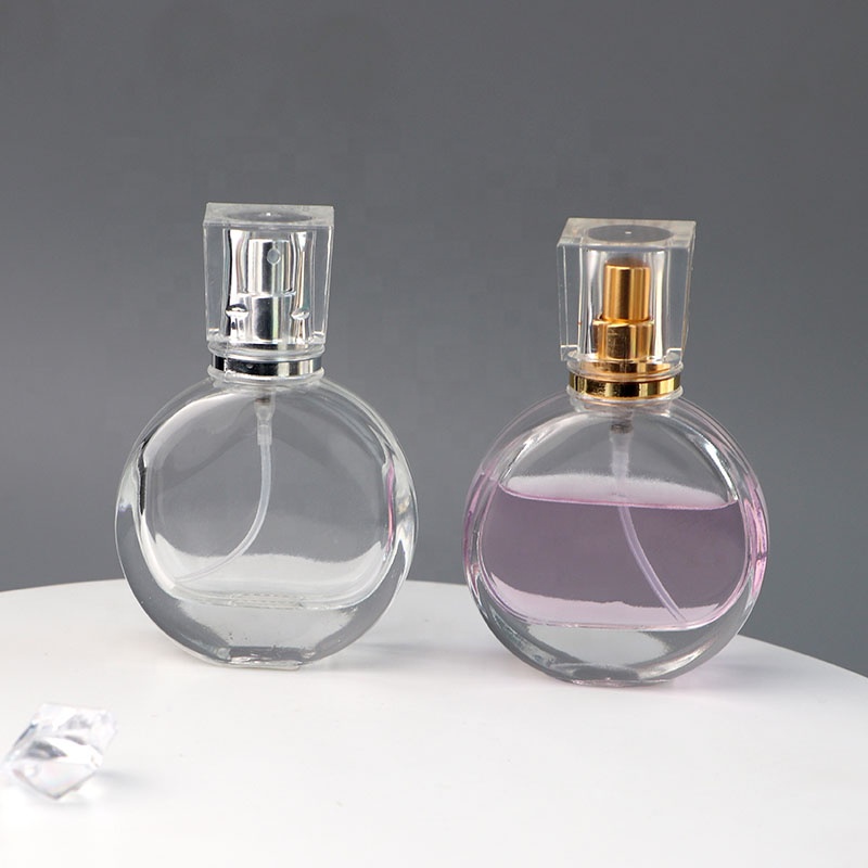 Elegant Transparent Glass Cosmetic 25ml Round Perfume Empty Bottle